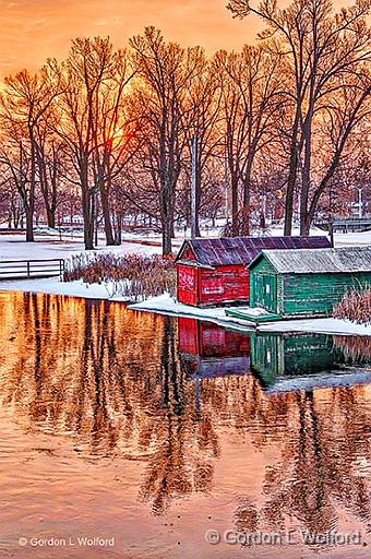 Boathouses At Sunrise_P1030237-43.jpg - Photographed along the Rideau Canal Waterway at Smiths Falls, Ontario, Canada.